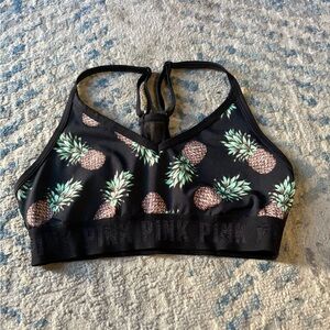 PINK Victorias Secret  Pineapple Black Sports Bra Womens Size XS